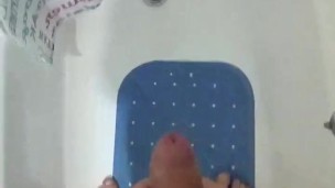 Young guy masturbates in the shower POV