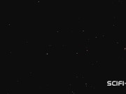 Sex in a spaceship. Space busty girl in cuffs gets fucked hard by sex robot in the lab