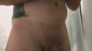 Steamy Shower Male Solo Play with Huge Load