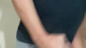 Twink latin boy piss in the shower.