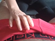 I fall in love with how this Brazilian girl touches my big cock loaded with semen, wet massages