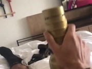 CAUGHT EDGING N JERKING DICK IN HOTEL ROOM - FLESHLIGHT FUCK 1/16