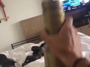 CAUGHT EDGING N JERKING DICK IN HOTEL ROOM - FLESHLIGHT FUCK 2/16