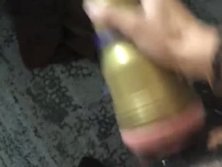 CAUGHT EDGING N JERKING DICK IN HOTEL ROOM – FLESHLIGHT FUCK