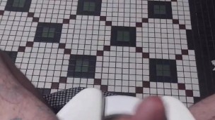 Risky jerk off at work