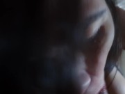 Sucks throbbing cock for huge thick facial 12/16