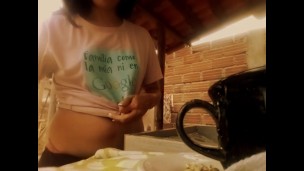 Brittany touches her pussy in the laundry room