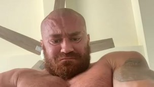 Hairy big dick bodybuilding oozes tons of precum. OnlyfansBeefBeast Hung big cock musclebear Daddy