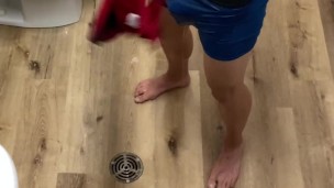Public restroom piss and anal fun