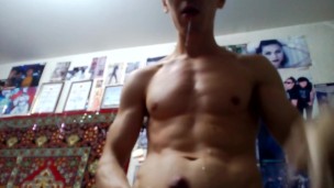 HOT MAN LICKS FINGERS AND CUMS A BIG LOAD ON YOU !