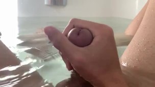 18 year old twink jacks off and cums in the bathtub