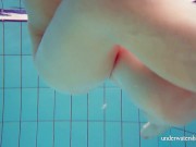 Lonely but energetic teen Nina swims naked 16/16