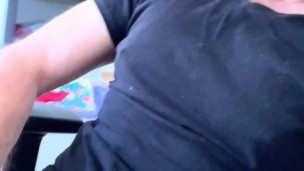 Quick jerk-off and cum. I cum on my jeans and it felt great.