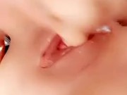 YOUNG HOT MILF CREAMS AND SQUIRTS WHILE POUNDING HER PUSSY 
