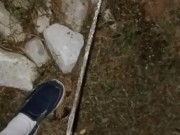 Risky Pissing In The Back Yard at Night While Wife's Home 11/16