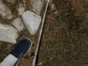 Risky Pissing In The Back Yard at Night While Wife's Home 13/16