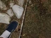 Risky Pissing In The Back Yard at Night While Wife's Home 15/16
