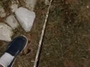 Risky Pissing In The Back Yard at Night While Wife's Home 4/16