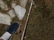 Risky Pissing In The Back Yard at Night While Wife's Home 7/16