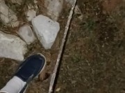 Risky Pissing In The Back Yard at Night While Wife's Home 9/16