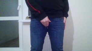 Hot boy In Blue Skinny Jeans wanking His DICK (16cm)/ Cum Load