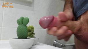 Handjob double cumshot on two wax cacta. Big loads, jeriking off with masturbation.