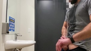 Public toilet slow-mo piss