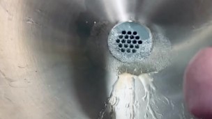 Stroking my dick on a break at work while customers try to get in the bathroom