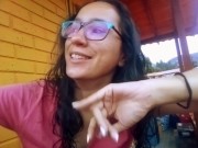I touch my pussy on the balcony and the neighbors watch me from the window