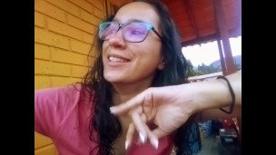 I touch my pussy on the balcony and the neighbors watch me from the window