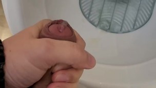 Very hot risky jerk off in mens room 