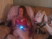 Nerdy Girl Smoking Cigarettes In Mini Skirt Playing Video Games 