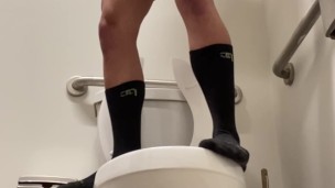 Public toilet piss and cum