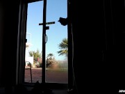 johnholmesjunior does solo show at airbnb for neighbours and guests watch him shoot huge cum load
