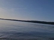 JERKING OFF on the way to the beach with CUMSHOT after naked swimming