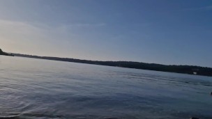 JERKING OFF on the way to the beach with CUMSHOT after naked swimming