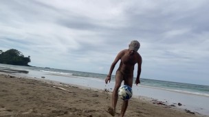 Naked football at the Beach - Slow Motion