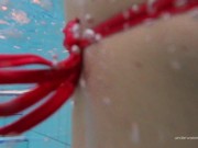 Slightly hairy Serbian teen Katy swimming 3/16