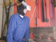 Sperm games. The dominatrix brings used condoms and pours the contents over her slave's head. 12/16