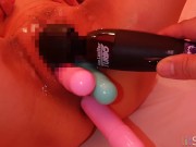 【驚愕!・必見!!】マンコに２本の電マ・アナルに１本の電マを挿入してクリトリスも電マ責め!!※イキ過ぎて痙攣してます。 7/16