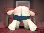 Dominatrix Nika spanks her slave's bare ass. Spanking. 15/16