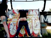 Dominatrix Nika whipped the ass of a slave with a twig. Slave's red ass 11/16