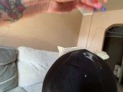 Dominatrix Nika brought her slave a condom with sperm. The humiliation of a slave. 9/16