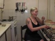 Chubby blonde with big boobs uses her dildo and fingers to orgasm 3/16