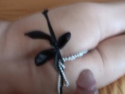 I put on erotic lingerie in front of stepson and he gets excited, we masturbate, big cumshot on my a