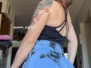 Thick sexy pawg stretches in leggings and strips naked to ride dildo 1/16