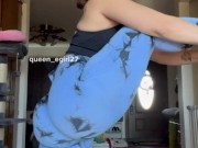 Thick sexy pawg stretches in leggings and strips naked to ride dildo 4/16