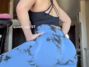 Thick sexy pawg stretches in leggings and strips naked to ride dildo 5/16