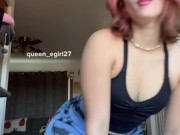 Thick sexy pawg stretches in leggings and strips naked to ride dildo 7/16