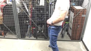 Piss and cum in the store room